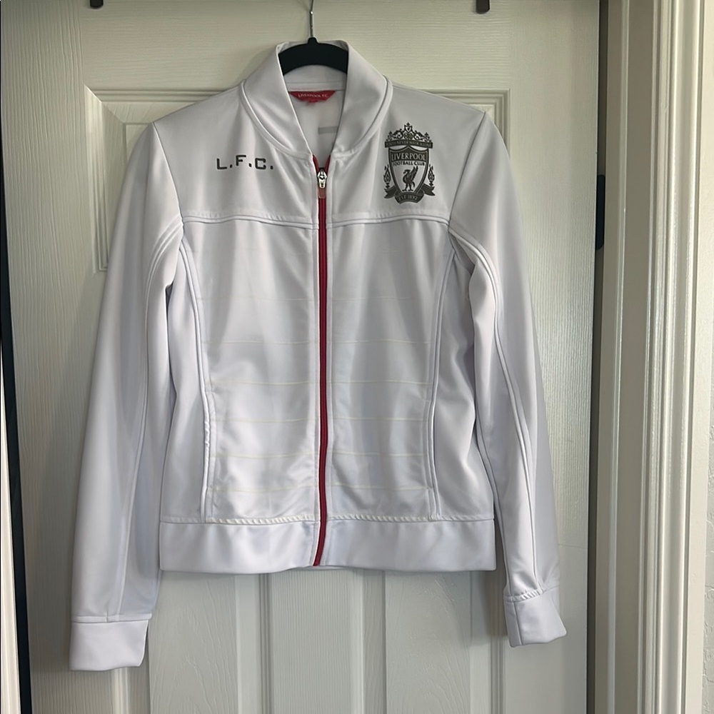 Liverpool White Track Jacket with Red Trim